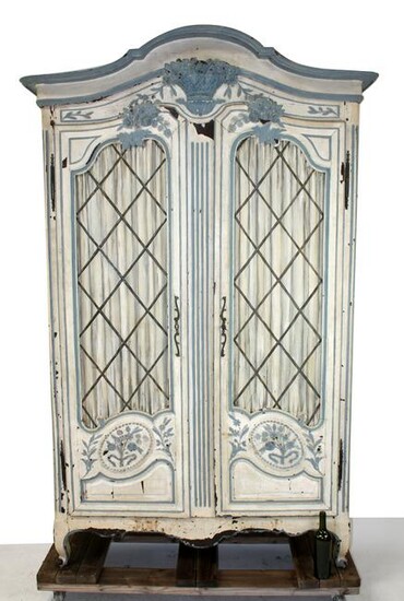 French Provincial painted 2 door armoire