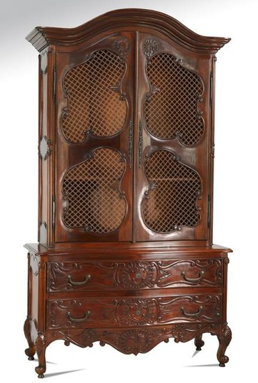 French Provincial style mahogany cabinet, 94"h