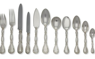 French Silver Flatware service for 12 Puiforcat Royal