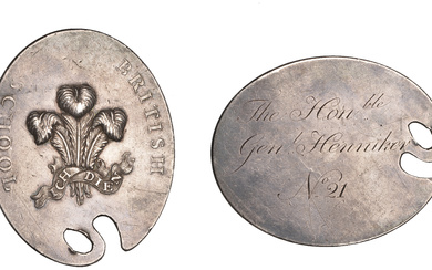 General, British School, c. 1802, a silver palette-shaped award medal or ticket,...