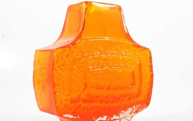 Geoffrey Baxter for Whitefriars, a Tangerine textured glass TV vase