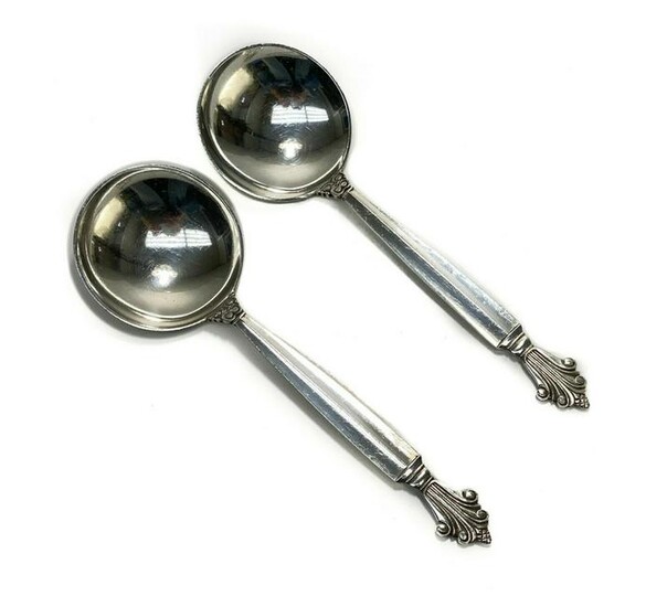 Georg Jensen Sterling Silver Bouillon Spoons in