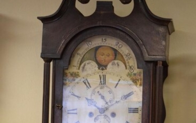 George III mahogany-cased eight day painted dial longcase clock,...