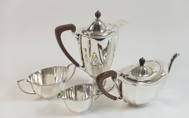 George V silver four piece tea service, Birmingham 1931/32,...