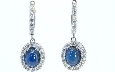 Gia certification - 18 kt. White gold - Earrings - 4.21 ct Sapphires