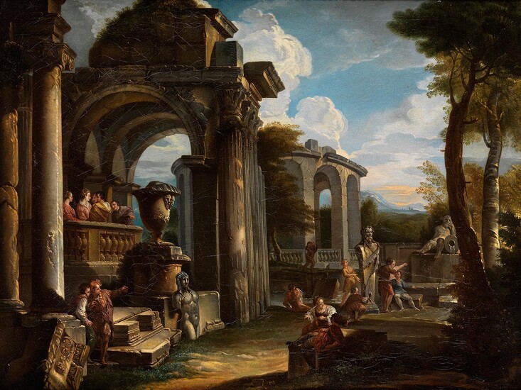 Giovanni Paolo Panini, 1691 Piacenza – 1765 Rom, zug., ANTIKE RUINEN MIT BESUCHERN