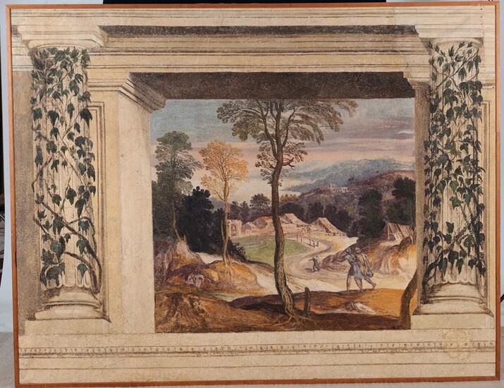 Girolamo Muziano (Acquafredda, 1532 - Roma, 1592) Paesaggio nei pressi del Castello di Rocca Sinibalda, Girolamo Muziano (Acquafredda, 1532 - Roma, 1592)