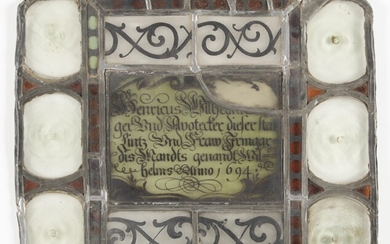 Glasfenster einer Linzer Apotheke, ursprünglich Ende 17. Jahrhundert