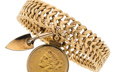 Gold Coin, Gold, Yellow Metal Bracelet Coin: Five Dollar...
