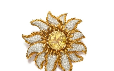 Gold, Yellow Sapphire and Diamond Clip-Brooch, Tiffany & Co.