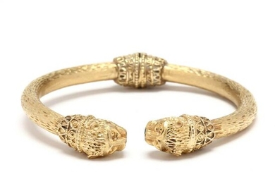 Gold and Panther Motif Cuff Bracelet
