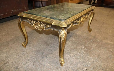 Gold gilt frame marble top coffee table