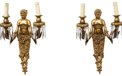 Good quality 19th century French pair of gilt bronze wall appliques