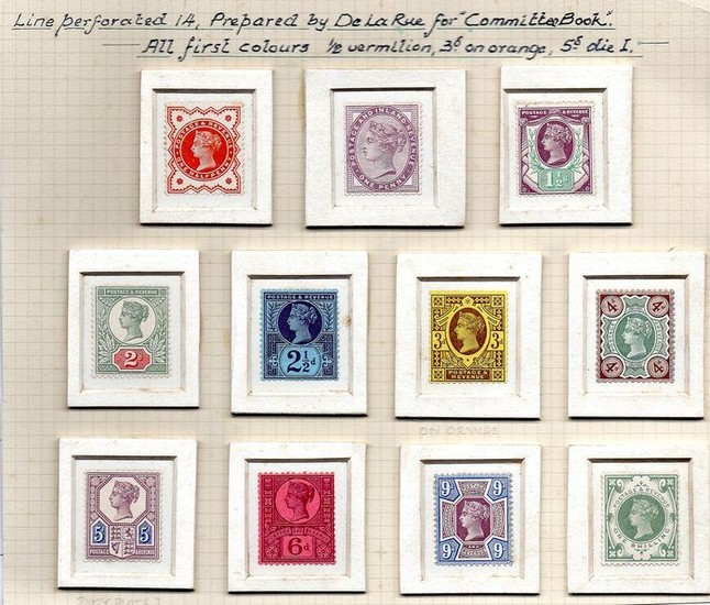 Great Britain 1887 - QV 1887 Jubilee Issues From The De La Rue Stamp Committee Presentation Book