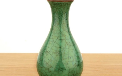 Green crackled glaze vase Chinese, 19th Century with a slightly...