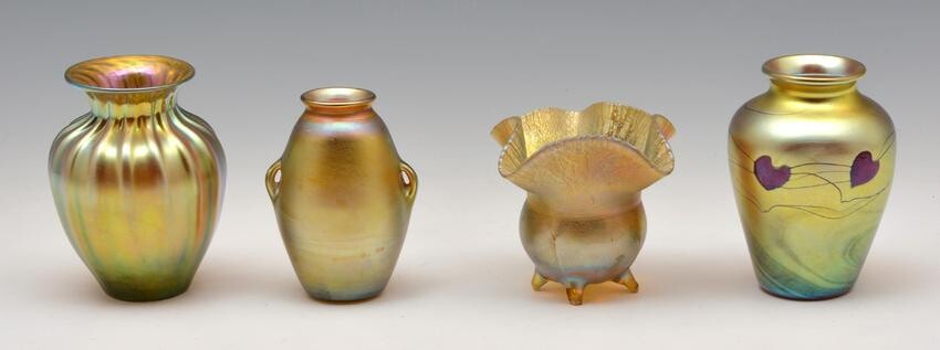 Grouping of 4 Tiffany Favrile Vases