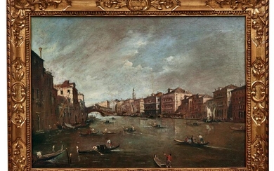 Guardi, Francesco (Attrib.) oder Nachfolger: Ansicht von Venedig mit Blick auf den Canal Grande und der Rialto-Brücke