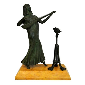 Gustave Obiols (1858 - ?) - Egyptian musician in bronze