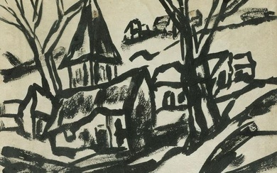 HENRY DÂ´ANTY France (1910) / (1998) "Landscape with houses"
