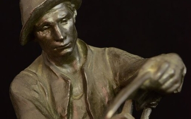 Hans Müller (1873–1937) - Sculpture, farmer (1) - Bronze - Early 20th century