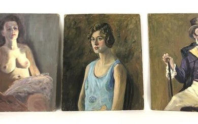Harry Newman - British A group of 3 portraits. Oil on