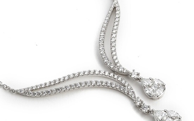 NOT SOLD. Hartmann's: A diamond necklace with brilliant, princess, marquise and oval-cut diamonds weighing a...