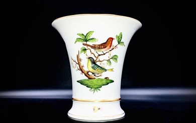 Herend, Hungary - Large Trumpet Vase - "Rothschild Bird" Pattern - Vase - Hand Painted Porcelain