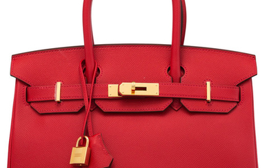 Hermès 30cm Rouge Casaque Epsom Leather Birkin Bag with...