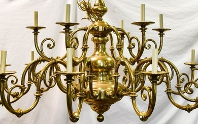 Historic Large Gilt Brass Chandelier w Provenance