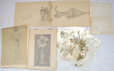 Holocaust. Herbarium - 7 plants and 6 drawings of a Jewish girl, 1930’s, Palestine