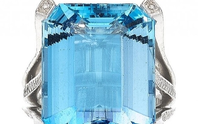 Hubert Aquamarine, Diamond, Platinum Ring Stone