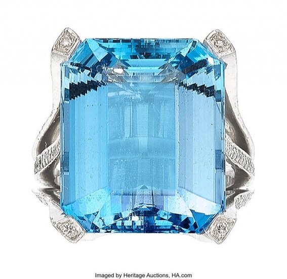 Hubert Aquamarine, Diamond, Platinum Ring Stone