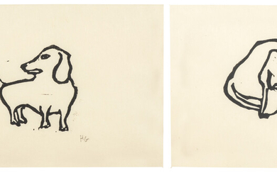 Hugo Guinness (b. 1959) Wagging dachshund (i); Curled up dachshund (ii)