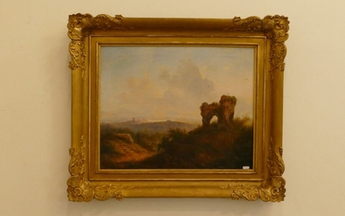 Huile sur toile 19ème "Paysage oriental" (50 x 62cm)