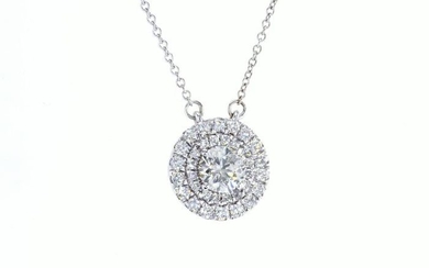 IGI certified - 14 kt. White gold - Necklace with pendant - 0.72 ct Diamond - Diamonds