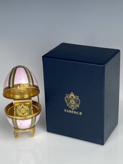 IMPERIAL FABERGE LIMOGE PORCELAIN AND STERLING EGG
