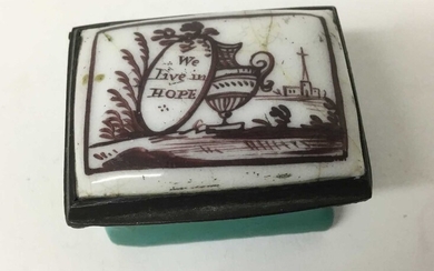 Ideal Christmas present for 2020: A South Staffordshire enamel rectangular patch box 'We Live in Hope', circa 1800-10