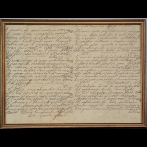 Ignoto. Poesia manoscritto per la nascita di Vittorio Emanuele III, entro cornice