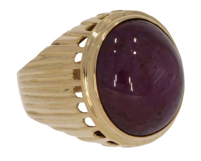 Incl. certificaat - 18 kt. Yellow gold - Ring Ruby