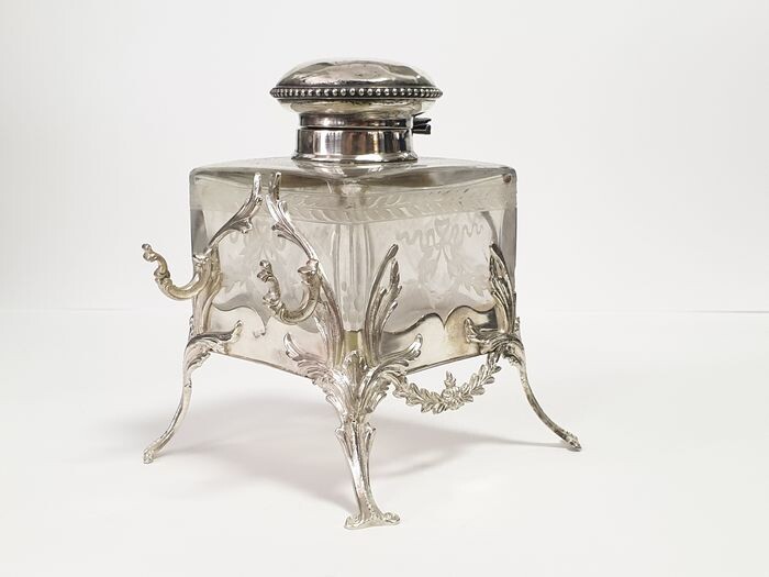 Inkwell, antique inkwell 14x13x13cm - .833 silver - Europe - Late 19th century