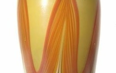 Iridescent Footed Blown Glass Vase