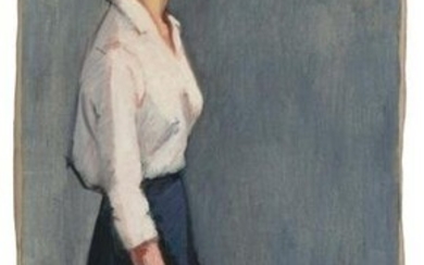 Isaac Soyer Female Portrait Painting
