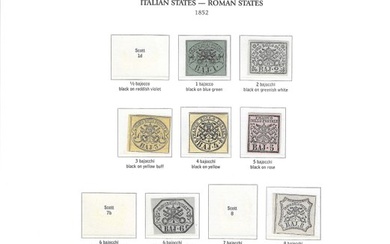 Italian Ancient States - Papal State 1852 - Incomplete series Papal State first issue - Sassone 2,3A,4A,5A,6,7,9