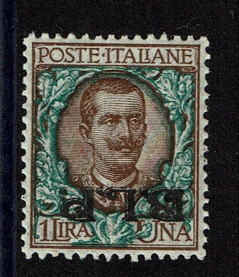 Italy Kingdom 1922 - BLP postal envelopes - 1 lira brown and green with inverted overprint - Sassone N. 12 b