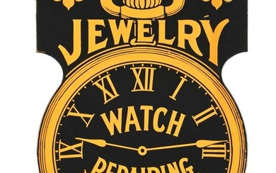 JEWELRY AND WATCH REPAIRING PORCELAIN SIGN.