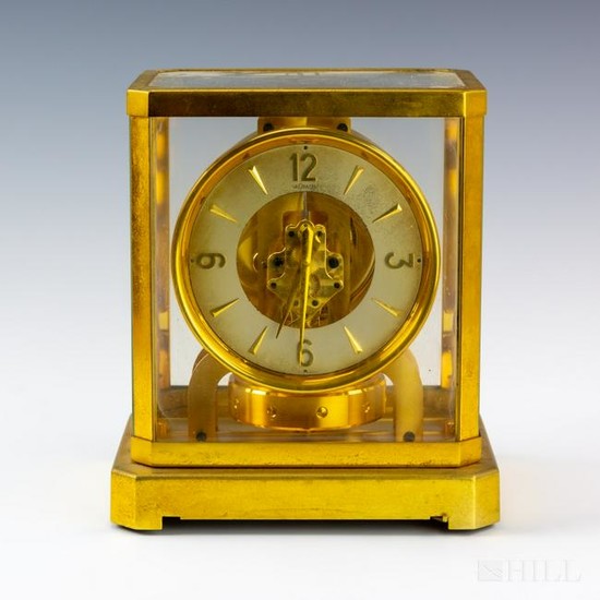 Jaeger LeCoultre Gilt Brass Glass Atmos Desk Clock