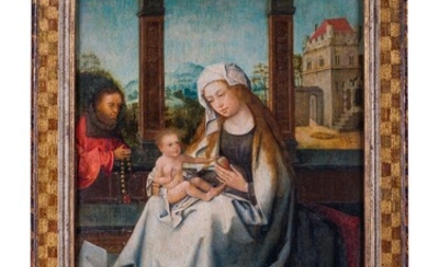 Jan Van Dornicke (scuola di) Virgin Mary with Child and client