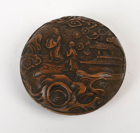 Japanese Carved Wood and Lacquer Kogo