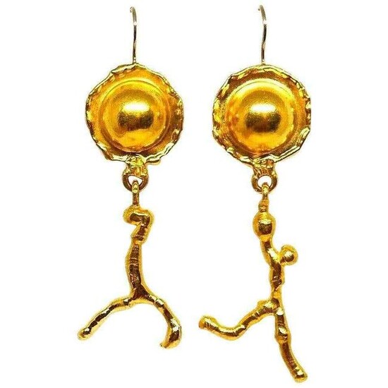 Jean Mahie 22k Hammered Yellow Gold Earrings