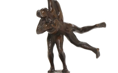 Jean René Gauguin: Wrestlers. Signed monogram and stamped DK1 for Dansk Kunsthandel. Figure of bronze. H. 28 cm, L.15 cm excl. base.